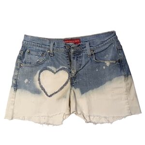 Levi Nouveau 515 Bleached Short USA Distress Cutoff Mid Rise Mid Blue 6S